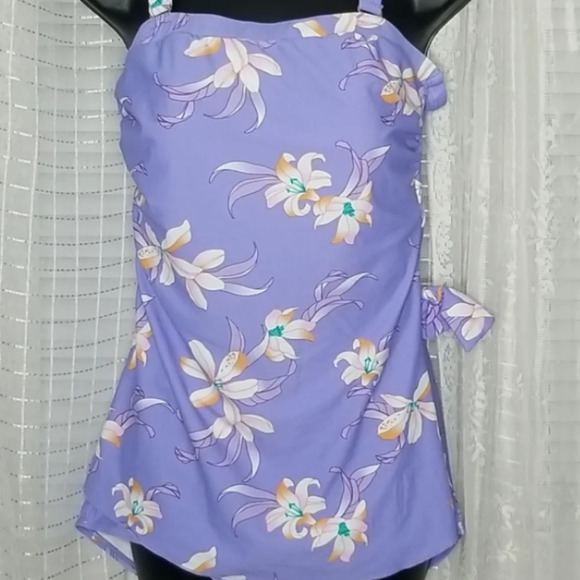 Byron Blue Australia Purple Lily One Piece Swimsuit •Size 12• New w/ Tag - Picture 8 of 9